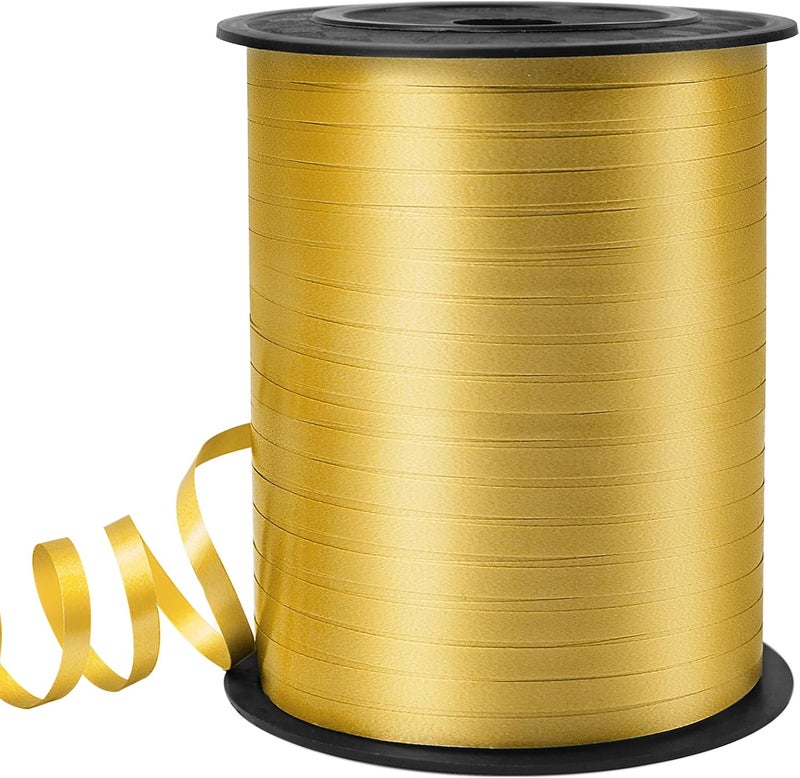 VISPAD Gold Curling Ribbon, Balloon String 500 Yard for Gift Wrapping, Curly Ribbons, 3/16" for Florist Flower, St Patricks Day, Valentines Day - Image 1